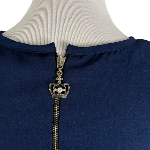 CELSIUS Jumpsuit Navy Blue Print Pants Elephant Wide Legs NWOT  Size 38 US 6 - Picture 3 of 7